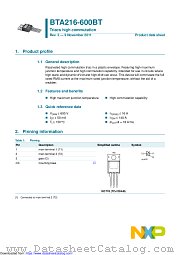 BTA216-600BT datasheet pdf NXP Semiconductors