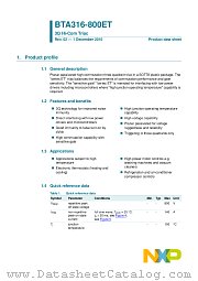 BTA316-800ET datasheet pdf NXP Semiconductors