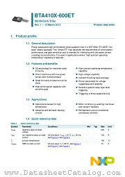 BTA410X-600ET datasheet pdf NXP Semiconductors