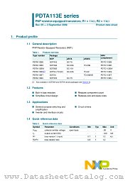 PDTA113EE datasheet pdf NXP Semiconductors