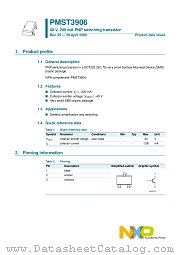 PMST3906 datasheet pdf NXP Semiconductors