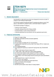 TDA18274HD datasheet pdf NXP Semiconductors