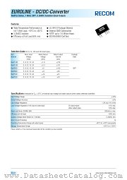 R1215D datasheet pdf Recom International Power