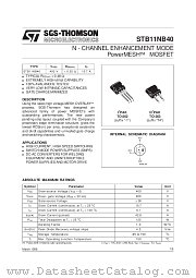 STB11NB40 datasheet pdf SGS Thomson Microelectronics