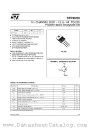 STP4N20 datasheet pdf SGS Thomson Microelectronics