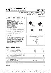 STB15N25 datasheet pdf SGS Thomson Microelectronics