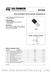 BUTW92 datasheet pdf SGS Thomson Microelectronics