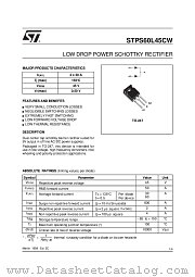 STPS60L45CW datasheet pdf SGS Thomson Microelectronics