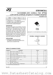 STB70NF3LL datasheet pdf SGS Thomson Microelectronics