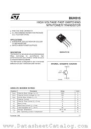 BUH515 datasheet pdf SGS Thomson Microelectronics