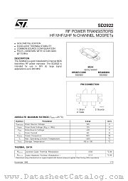 SD2922 datasheet pdf SGS Thomson Microelectronics