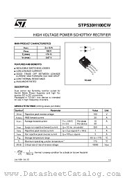 STPS30H100CW datasheet pdf SGS Thomson Microelectronics