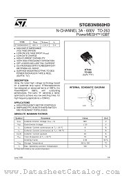 STGB3NB60HD datasheet pdf SGS Thomson Microelectronics