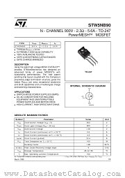 STW5NB90 datasheet pdf SGS Thomson Microelectronics