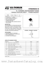 STB80NE06-10 datasheet pdf SGS Thomson Microelectronics
