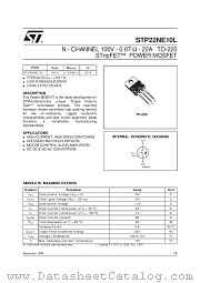 STP22NE10L datasheet pdf SGS Thomson Microelectronics