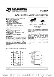 74AC257 datasheet pdf SGS Thomson Microelectronics