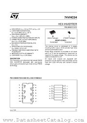 74VHC04 datasheet pdf SGS Thomson Microelectronics