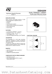 ESDA25W datasheet pdf SGS Thomson Microelectronics