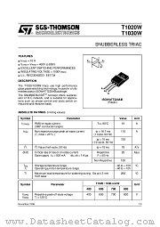 T1020W datasheet pdf SGS Thomson Microelectronics