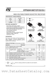 STPS20H100CG-1 datasheet pdf SGS Thomson Microelectronics