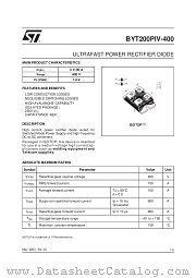 BYT200PIV-400 datasheet pdf SGS Thomson Microelectronics