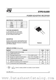 STPS10L60D datasheet pdf SGS Thomson Microelectronics