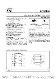 74VHCU04 datasheet pdf SGS Thomson Microelectronics