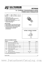 MTP6N60 datasheet pdf SGS Thomson Microelectronics
