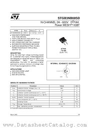 STGB3NB60SD datasheet pdf SGS Thomson Microelectronics