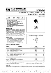 STB7NB40 datasheet pdf SGS Thomson Microelectronics