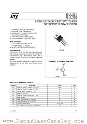 BUL381 datasheet pdf SGS Thomson Microelectronics