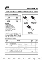BYW80FP-200 datasheet pdf SGS Thomson Microelectronics