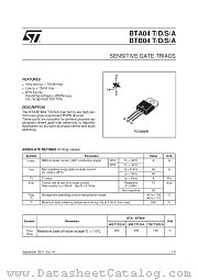 BTB04-400D datasheet pdf SGS Thomson Microelectronics