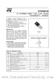 STW6NB100 datasheet pdf SGS Thomson Microelectronics