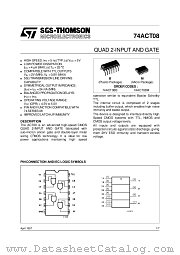 74ACT08 datasheet pdf SGS Thomson Microelectronics