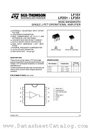 LF151 datasheet pdf SGS Thomson Microelectronics