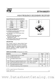 STTH16003TV datasheet pdf SGS Thomson Microelectronics