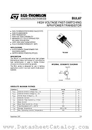 BUL67 datasheet pdf SGS Thomson Microelectronics