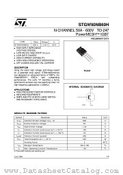 STGW50NB60H datasheet pdf SGS Thomson Microelectronics