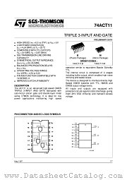 74ACT11 datasheet pdf SGS Thomson Microelectronics