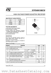 STPS40H100CW datasheet pdf SGS Thomson Microelectronics