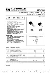 STB18N20 datasheet pdf SGS Thomson Microelectronics