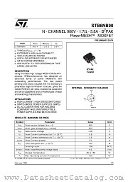 STB6NB90 datasheet pdf SGS Thomson Microelectronics