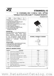 STB60NE03L-12 datasheet pdf SGS Thomson Microelectronics