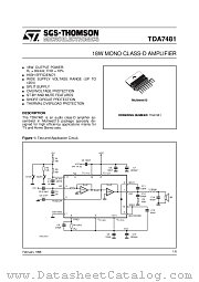 TDA7481 datasheet pdf SGS Thomson Microelectronics