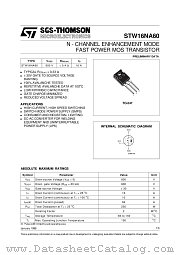 STW16NA60 datasheet pdf SGS Thomson Microelectronics