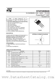 STGP20NB60K datasheet pdf SGS Thomson Microelectronics