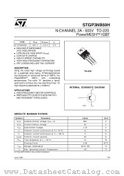 STGP3NB60H datasheet pdf SGS Thomson Microelectronics