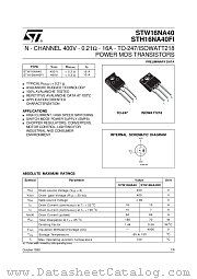 STW16NA40 datasheet pdf SGS Thomson Microelectronics